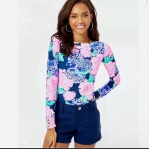 Lily Pulitzer Aleah High Tide Navy Pink Tee Medium.  B112